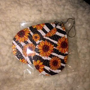 Sunflower Yellow and White Earrings with Glossy Finish